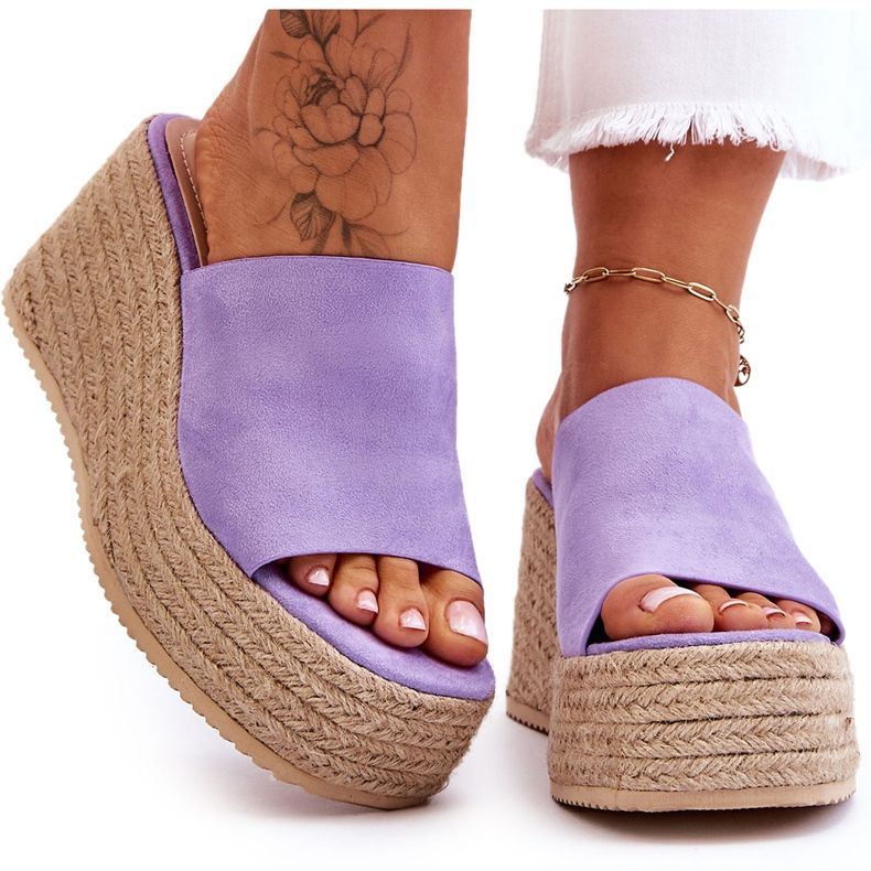STEPHAN Women's Wedge And Platform Slippers Purple Ysabel violet 4