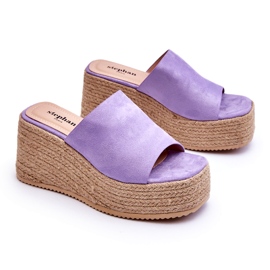 STEPHAN Women's Wedge And Platform Slippers Purple Ysabel violet 3