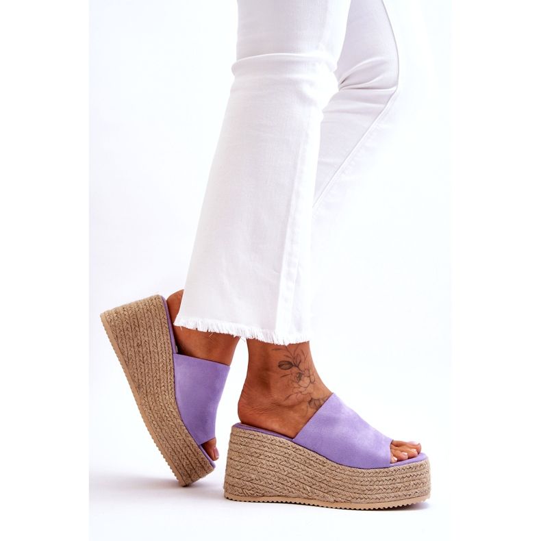 STEPHAN Women's Wedge And Platform Slippers Purple Ysabel 2