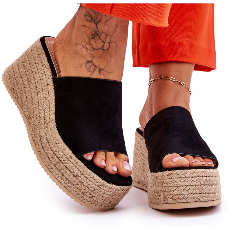 FS1 Women's Wedge And Platform Slippers Black Ysabel 8