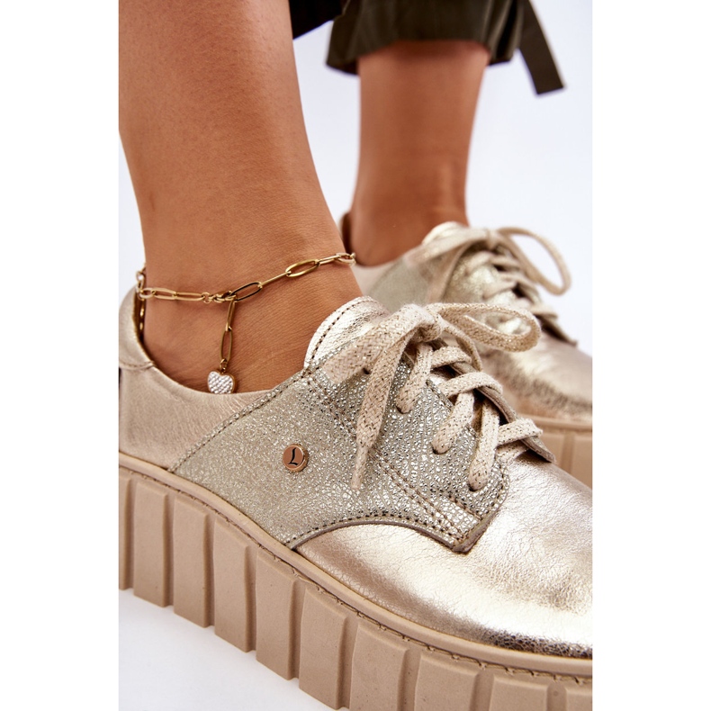 Lemar Leather Platform Shoes, Gold golden 2 Lemar Leather Platform Shoes, Gold golden 2