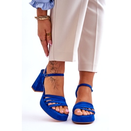 FB2 Women's Suede Platform Sandals Blue Verda 1