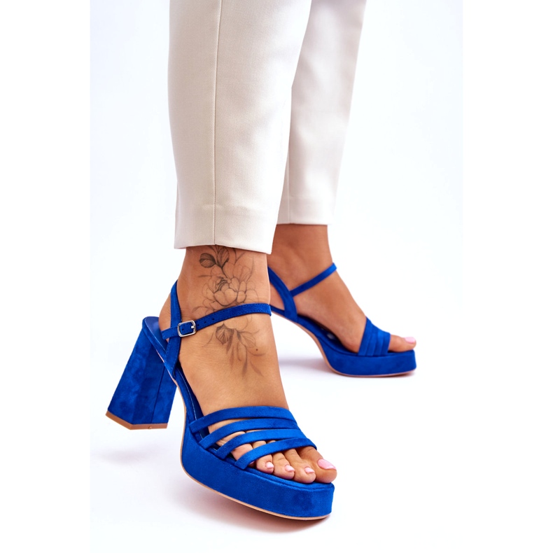 FB2 Women's Suede Platform Sandals Blue Verda 2