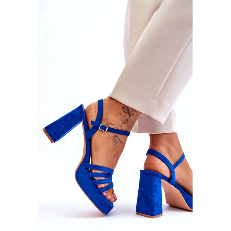 FB2 Women's Suede Platform Sandals Blue Verda 4