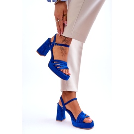 FB2 Women's Suede Platform Sandals Blue Verda 5