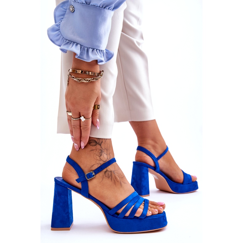 FB2 Women's Suede Platform Sandals Blue Verda 6