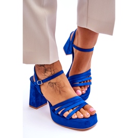 FB2 Women's Suede Platform Sandals Blue Verda 7