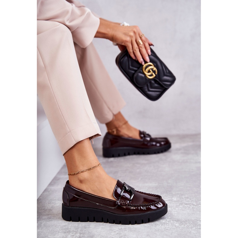 Sergio Leone Lacquered Loafers On The Burgundy Kjersti Platform 7