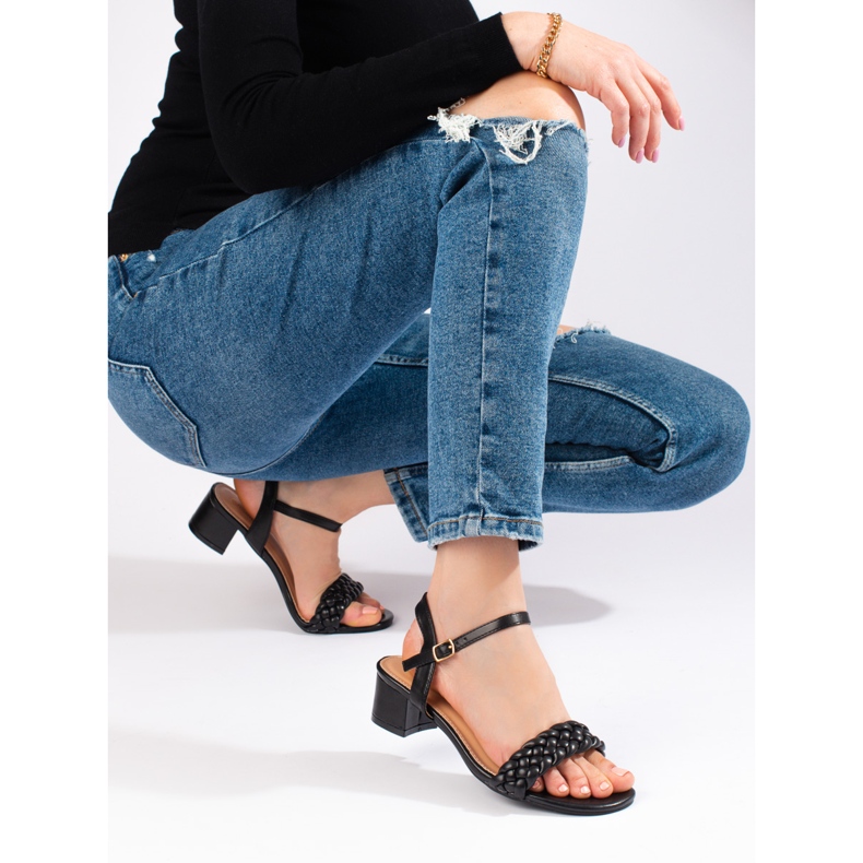 Black low heel sandals from Shelovet 1