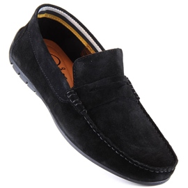 Men's leather suede moccasins black Filippo MP921 1