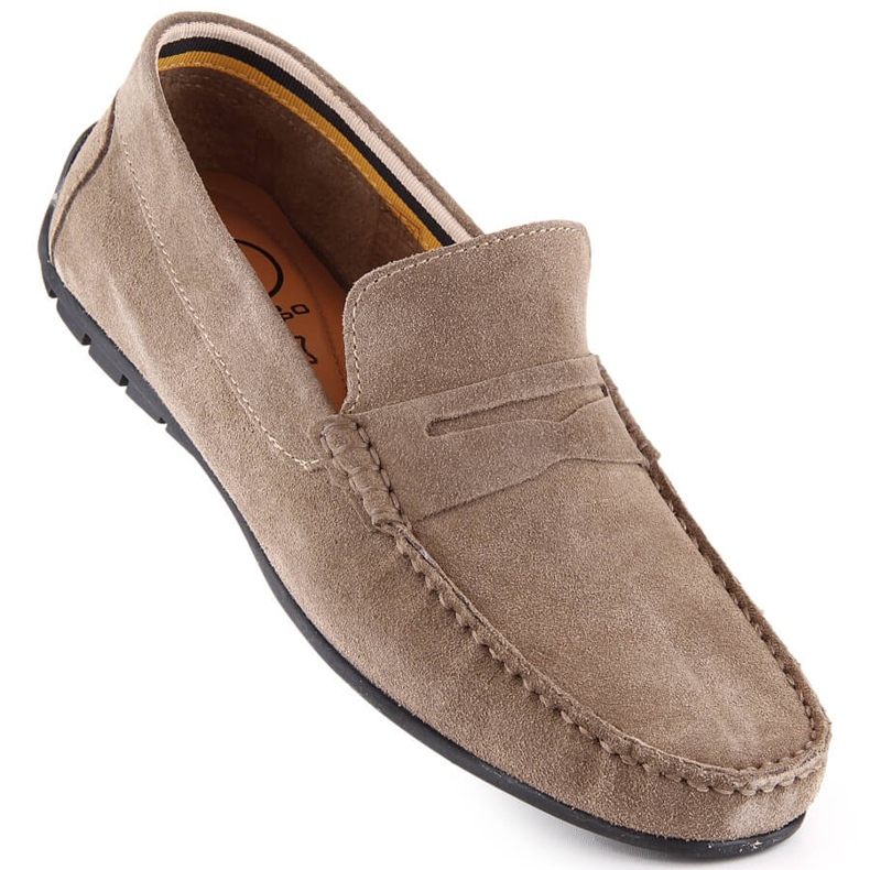 Men's leather suede moccasins Filippo MP921 taupe loafers beige 1