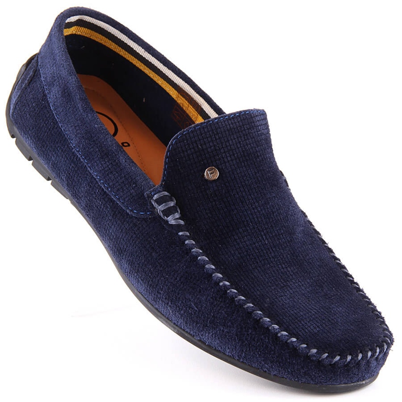 Men's leather suede loafers navy blue Filippo MP923 1