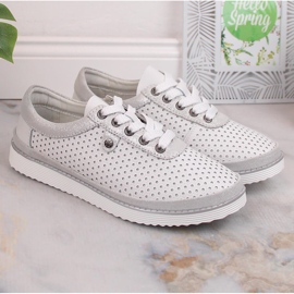Leather comfortable women's sport shoes white S.Barski LR29558 6