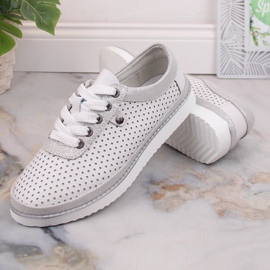Leather comfortable women's sport shoes white S.Barski LR29558 8