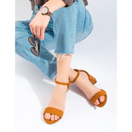 Camel suede heel sandals from Shelovet brown 1