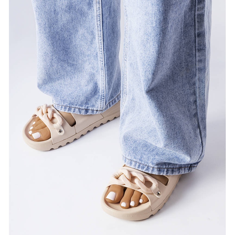 Beige rubber Étoile slides 1