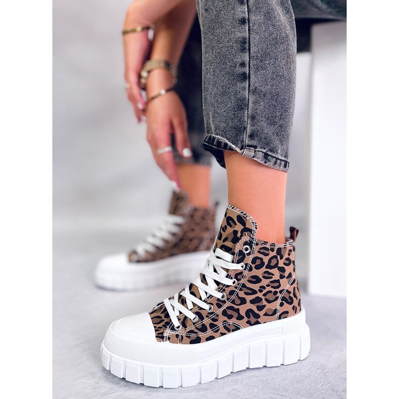 Tiger Leopard high-top sneakers brown 1