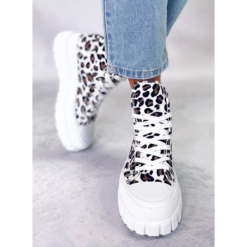 Lion Leopard leopard high-top sneakers white 1