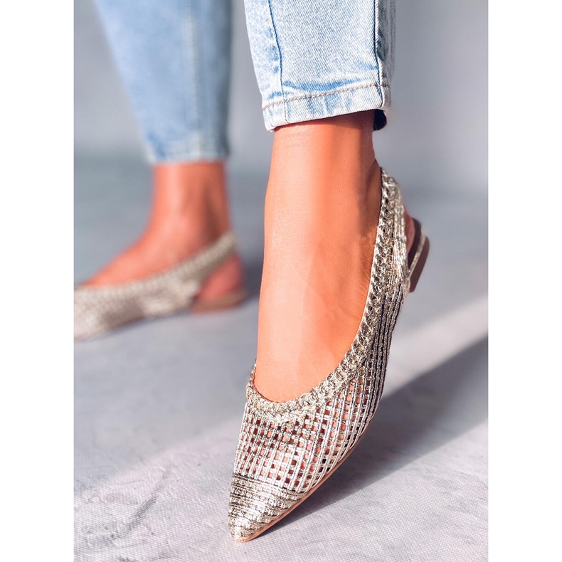 PA1 Grazia Gold Openwork Open Heel Ballerinas golden 2