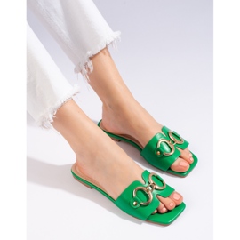 Elegant green slides with Shelovet buckle 2