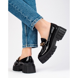 Shelovet black lacquered platform shoes 1