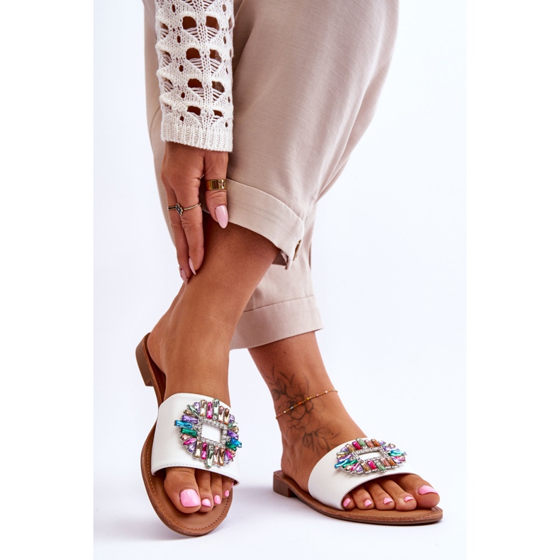 PE1 Women's Fashionable Sandals With Decoration White Halsey 2