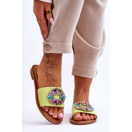 Women's Fashionable Slippers With Green Halsey Decoration 1