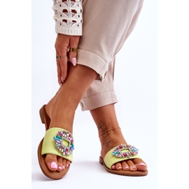 Women's Fashionable Slippers With Green Halsey Decoration 2