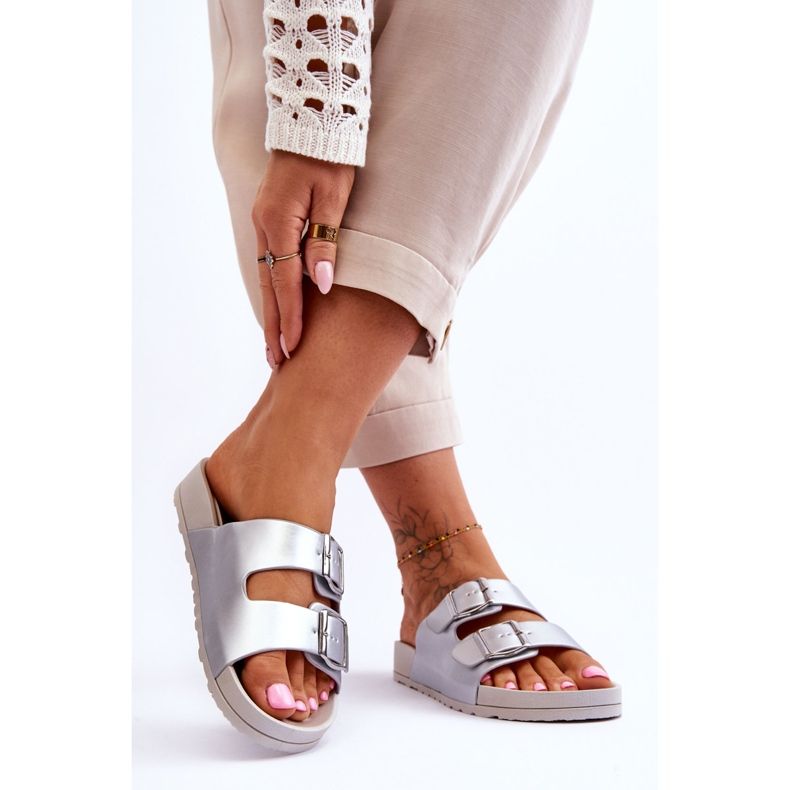 Women's Platform Slides Silver Vertigo 2