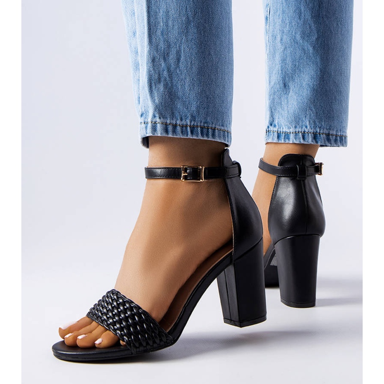 Black braided block sandals from Oliveirinhas 1