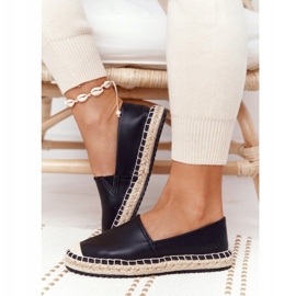 Leather Espadrilles On A Braided Sole Big Star HH274505 Black 4
