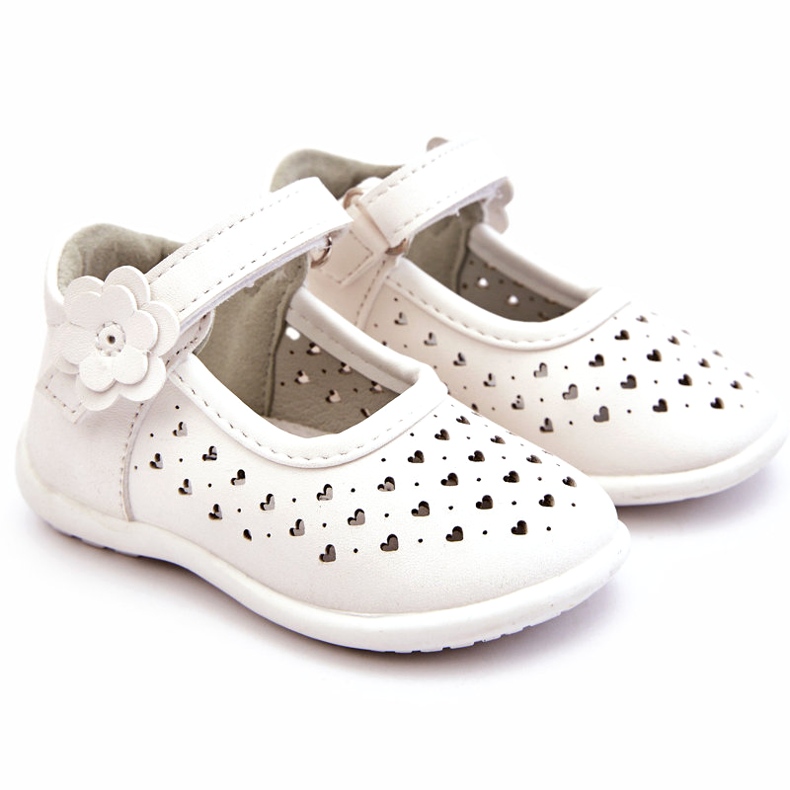 PA1 Children's high openwork ballerinas with Velcro White Jianna 1