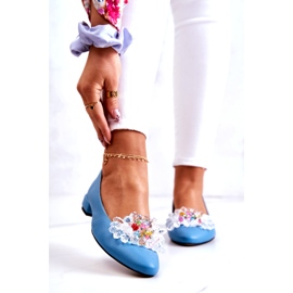 Alberto Violli Women's leather ballerinas with decoration blue 1