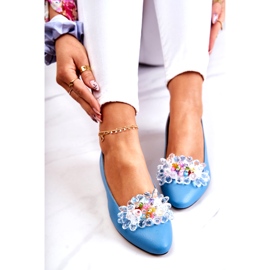 Alberto Violli Women's leather ballerinas with decoration blue 5