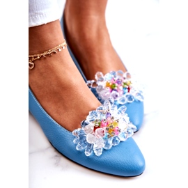 Alberto Violli Women's leather ballerinas with decoration blue 6