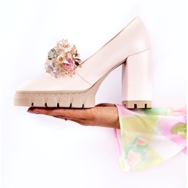 PA2 Elegant Pumps With Ornament Plain Light Pink Caterine 4