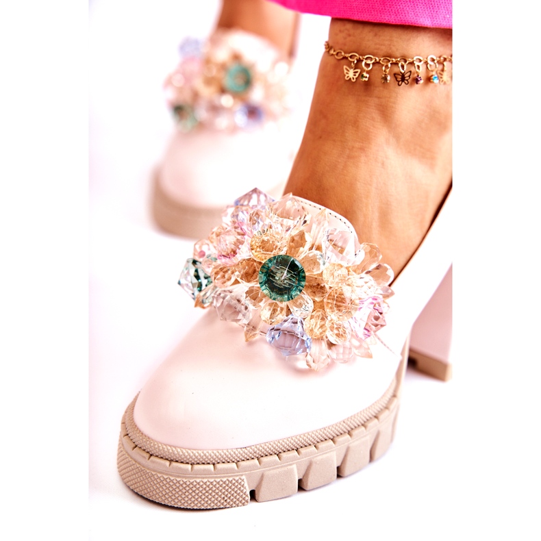 PA2 Elegant Pumps With Ornament Plain Light Pink Caterine 1