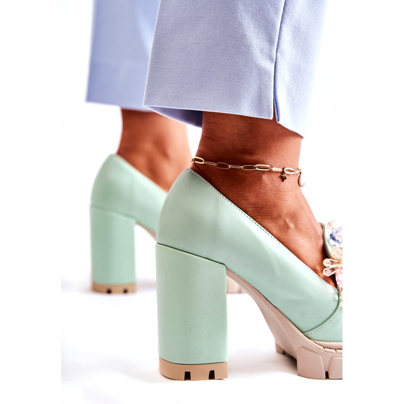 Inna Women's pumps with a smooth green ornament 3