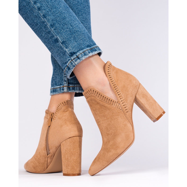 Beige suede heeled boots from Shelovet 2