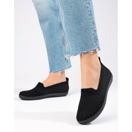 Shelovet women's textile slip-on sneakers black 1