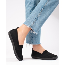 Shelovet women's textile slip-on sneakers black 2