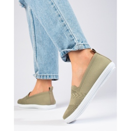 Women's textile slip-on sneakers Shelovet green 1