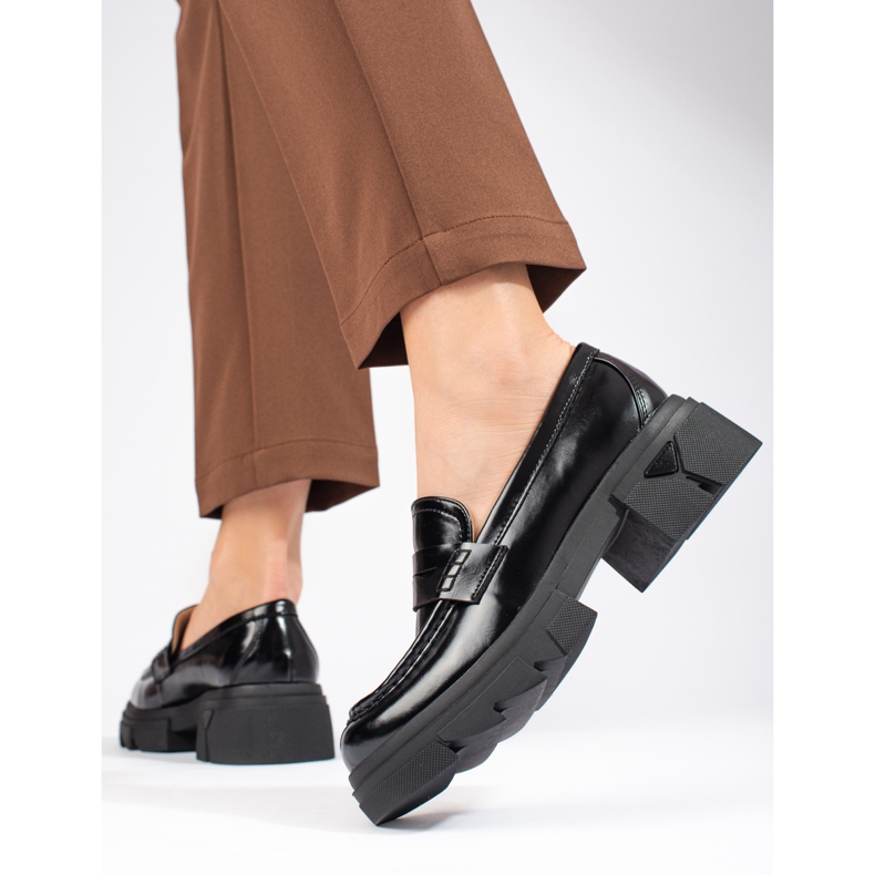Black classic Shelovet platform moccasins 1 Black classic Shelovet platform moccasins 1