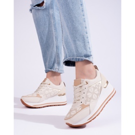 Women's Shelovet beige wedge sneakers 1