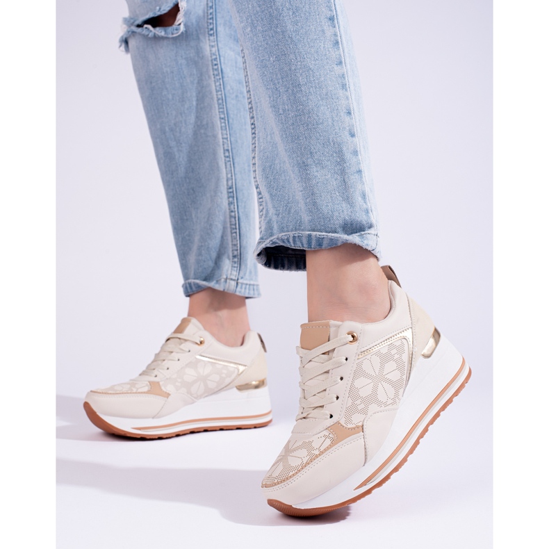 Women's Shelovet beige wedge sneakers 1 Women's Shelovet beige wedge sneakers 1