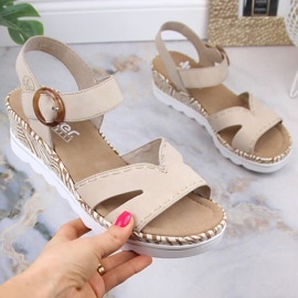 Comfortable women's wedge sandals beige Rieker 67173-60 1