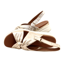 Caprice Platino Metal Leather Sandals 9-28300-20 959 golden 7