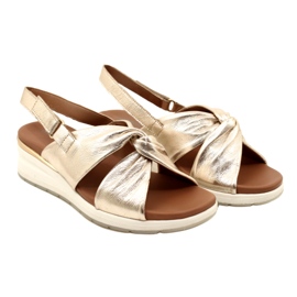 Caprice Platino Metal Leather Sandals 9-28300-20 959 golden 8