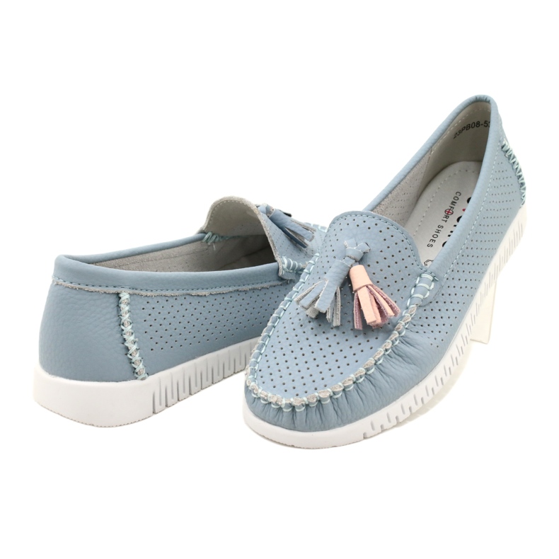 Fashionable openwork loafers Evento 23PB08-5372 Blue 4