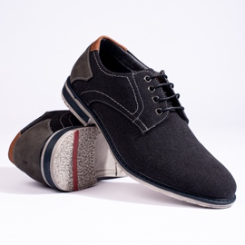 Navy blue Shelovet men's textile shoes black 1